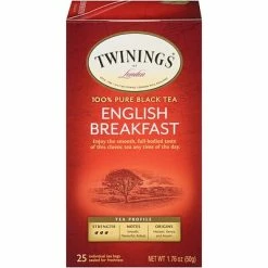 Outlet 🧨 Hot Tea Twinings Of London English Breakfast Tea Bags, 25/Box (TNA51726) 🎁