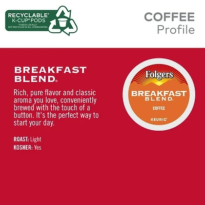 Top 10 🤩 K-Cups Folgers Breakfast Blend Coffee, Keurig® K-Cup® Pods, Light Roast, 24/Box (6684) 🎉 7 Top 10 🤩 K-Cups Folgers Breakfast Blend Coffee, Keurig® K-Cup® Pods, Light Roast, 24/Box (6684) 🎉 - Image 5