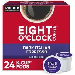 Coupon 🔥 K-Cups Eight O'Clock Dark Italian Espresso, Keurig® K-Cup® Pods, Dark Roast, 24/Box (6408) 💯
