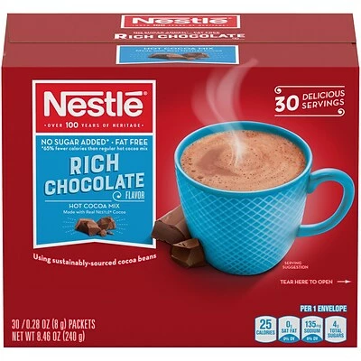Best Pirce ๐ Nestle No Sugar Added Rich Chocolate Hot Cocoa, 0.28 Oz., 30/Box (NES61411) ๐ 3 Best Pirce ๐ Nestle No Sugar Added Rich Chocolate Hot Cocoa, 0.28 Oz., 30/Box (NES61411) ๐