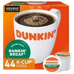 Hot Sale ❤️ K-Cups Dunkin' Donuts Decaf Keurig Single-Serve K-Cup Pods, Medium Roast Coffee, 44 Count 😍
