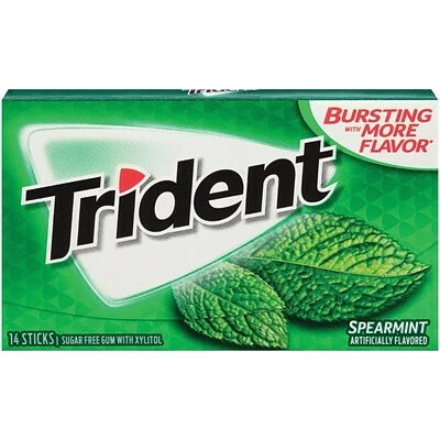 Wholesale 😀 Gum & Mints Trident Sugar Free Spearmint Gum, 14 Pieces/Pack, 12/Box (MOZ01106) ⭐ 3 Wholesale 😀 Gum & Mints Trident Sugar Free Spearmint Gum, 14 Pieces/Pack, 12/Box (MOZ01106) ⭐