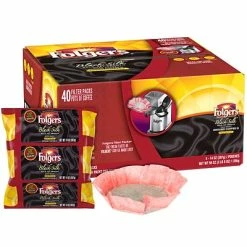 Best Sale 👏 Ground Folgers Black Silk Filter Packs Coffee, Dark Roast, 40/Carton (SMU00016) 👏