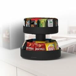 Cheapest 🔥 Organizers & Dispensers Mind Reader Supreme Lazy Susan 2-Tier Breakroom Snack Organizer; Black (SNACKCAR-BLK) 🌟 -Grocery shop unnamed file 1887