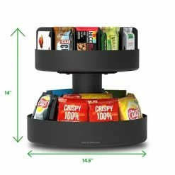 Cheapest 🔥 Organizers & Dispensers Mind Reader Supreme Lazy Susan 2-Tier Breakroom Snack Organizer; Black (SNACKCAR-BLK) 🌟 -Grocery shop unnamed file 1888