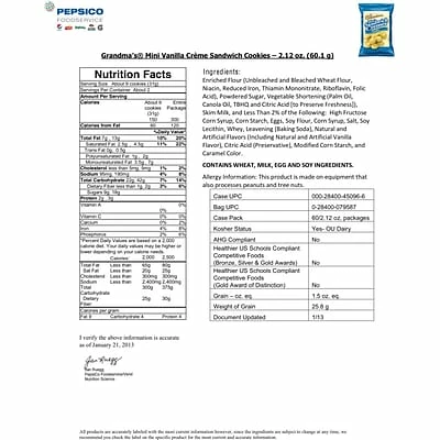 Best Pirce 😍 Grandma's® Mini Vanilla Creme Cookies; 60 Bags/Box 🔥 5 Best Pirce 😍 Grandma's® Mini Vanilla Creme Cookies; 60 Bags/Box 🔥 - Image 3