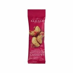 Brand new 🔥 Dried Fruit, Nuts & Trail Mix Sahale Snacks Nuts, Pomegranate Vanilla Flavored Cashews, 1.5 Oz., 18/Carton (SMU00328) 🧨