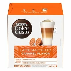 Hot Sale 🤩 Nestle Single Serve Cups & Pods NESCAFE Dolce Gusto Caramel Latte Macchiato, Coffee, 16 Pods/Box (NES24306) 👍