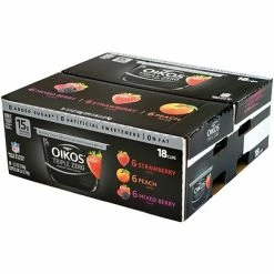 New ✔️ Fresh Groceries Dannon Oikos Triple Zero Blended Greek Nonfat Yogurt Variety Pack, 5.3 Oz., 18/Pack (902-00027) 😀 -Grocery shop unnamed file 218
