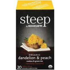 Hot Sale 🔔 Hot Tea Bigelow Steep Dandelion & Peach Green & Rooibos Tea Bags, 20/Box (17715) 🤩