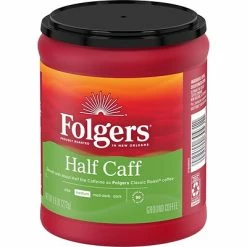 New 👍 Folgers Half Caff Ground Coffee, 9.6 Oz. Canister 💯