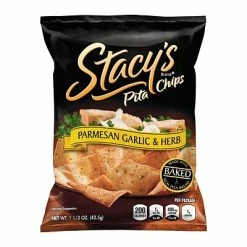 Outlet ⭐ Crackers Stacy's Pita Chips Parmesan Garlic & Herb, 1.5 Oz, 24 Count 🎉