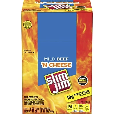 Discount โค๏ธ Meat And Jerky Slim Jim Beef And Cheese, 1.5 Oz, 18 Count ๐ 3 Discount โค๏ธ Meat And Jerky Slim Jim Beef And Cheese, 1.5 Oz, 18 Count ๐
