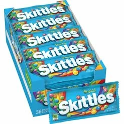 Brand new 👍 Candy & Chocolate Skittles Tropical 🍬 Candy, 2.17 Oz, Pack Of 36 (209-00175) (220-00043) 😉