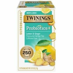 Discount 🌟 Hot Tea Twinings Probiotics Lemon And Ginger Herbal Tea Bags, 18/Pack (F16483) 💯