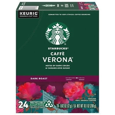 New ❤️ K-Cups Starbucks Caffe Verona Coffee, Keurig® K-Cup® Pods, Dark Roast, 24/Box (9576) ⌛ 3 New ❤️ K-Cups Starbucks Caffe Verona Coffee, Keurig® K-Cup® Pods, Dark Roast, 24/Box (9576) ⌛