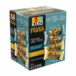 Promo 🧨 Snack Bars KIND Minis Dark Chocolate Nuts & Sea Salt And Caramel Almond & Sea Salt Variety, 0.7 Oz, 32 Count (220-00799) 😀