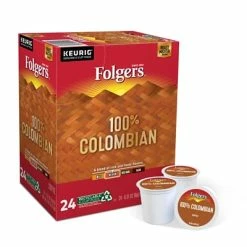 Promo 👏 K-Cups Folgers Colombian Coffee, Keurig® K-Cup® Pods, Medium Roast, 24/Box (6659) 👍