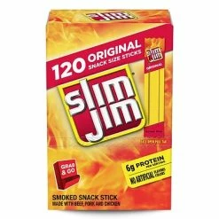 Buy 💯 Meat And Jerky SLIM JIM Snack-Sized Smoked Meat Sticks Original, 0.28 Oz, 120 Count (220-00065) ⭐