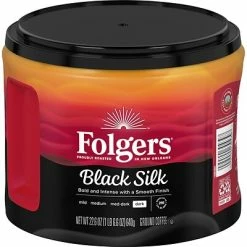 Brand new ⌛ Folgers Black Silk Ground Coffee, Dark Roast, 22.6 Oz. (02054) 🔔